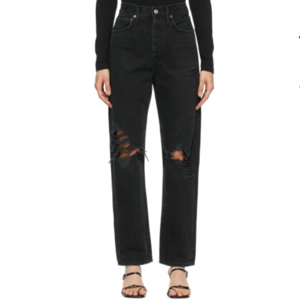 Agolde Black 90's Mid-Rise Loose Fit Jeans